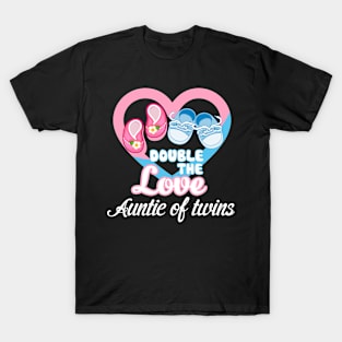 Double The Love Auntie Of Twins Shirt Twins Aunt Gifts Auntie of twins T-Shirt